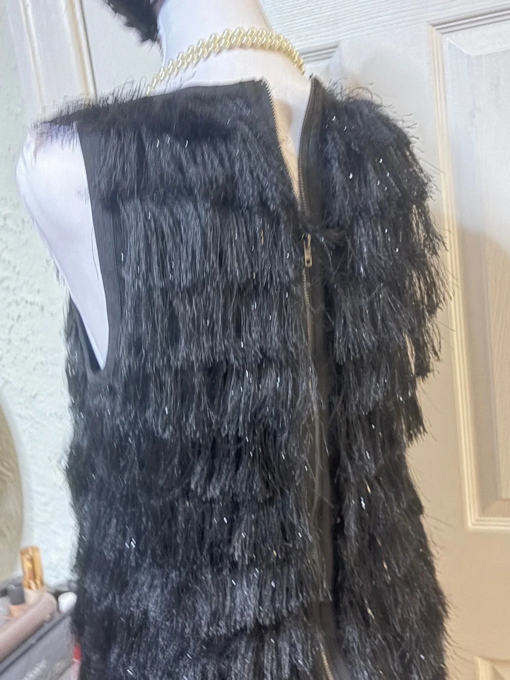 Flapper costume, accessories Feather Crystal Headpiece with Black Feathers -